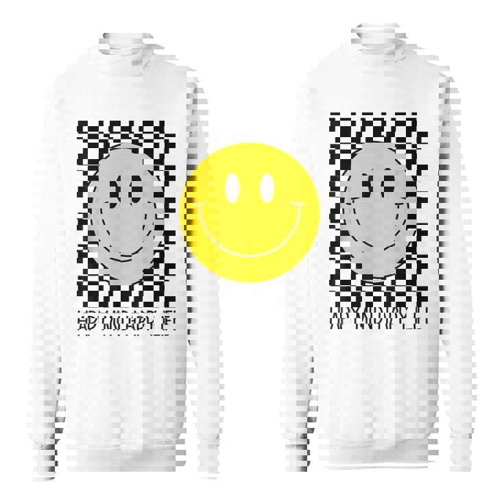 ハッピーマインド ハッピーライフ 70年代 スマイルチェック ハッピースマイルフェイス スウェットシャツ