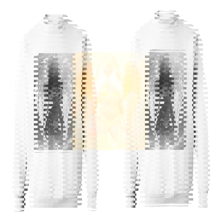 バックプリントtシャツ セクシーなブルネットエンジェルピンナップガール 長袖tシャツ スウェットシャツ