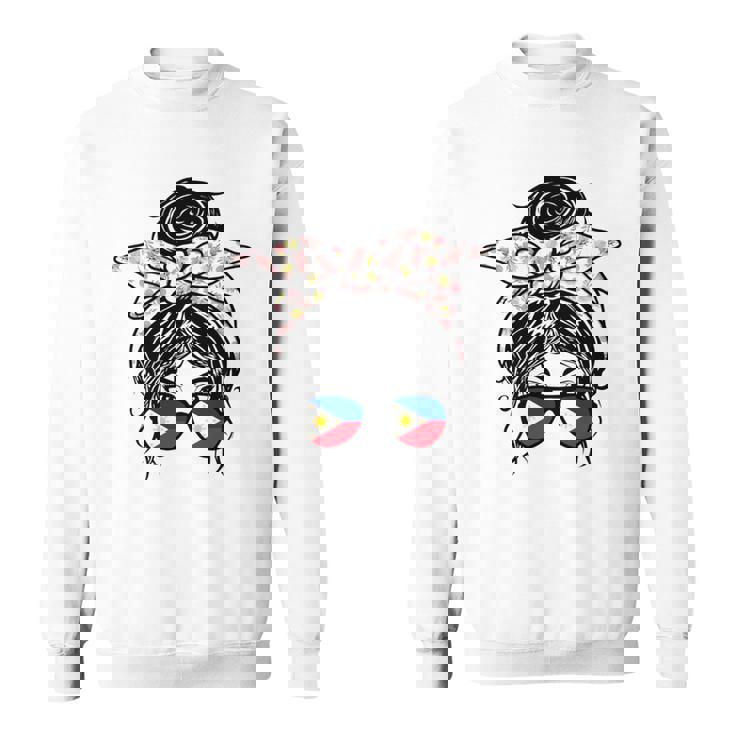 フィリピン 散らかった団子 バンダナ付き フィリピン国旗グラス 長袖tシャツ スウェットシャツ