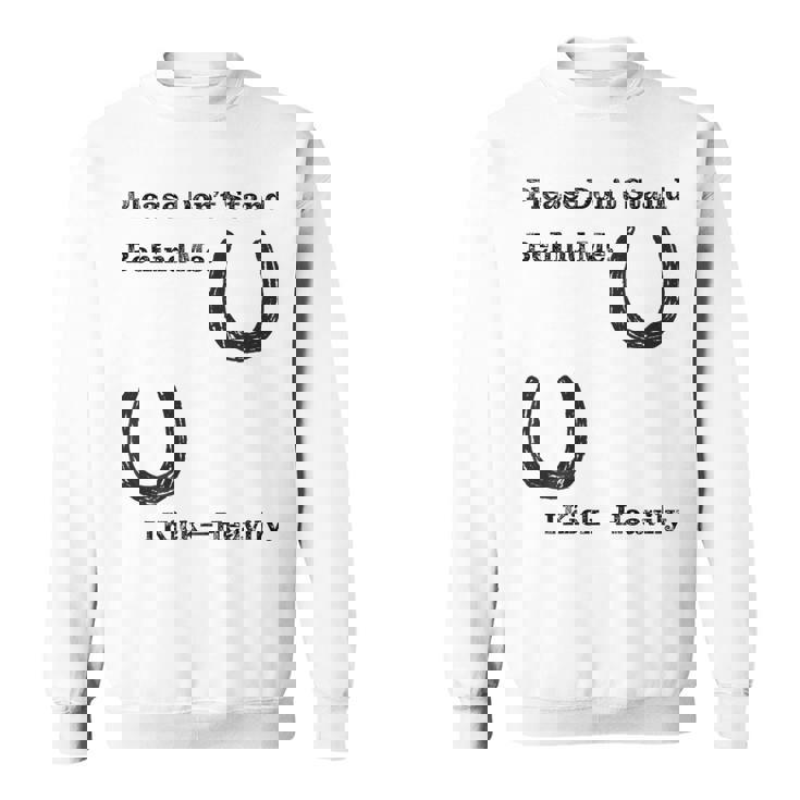 後蹴りに注意 蹄鉄 馬好き 馬術部 キッズ 大人 親子ペア バックプリント スウェットシャツ