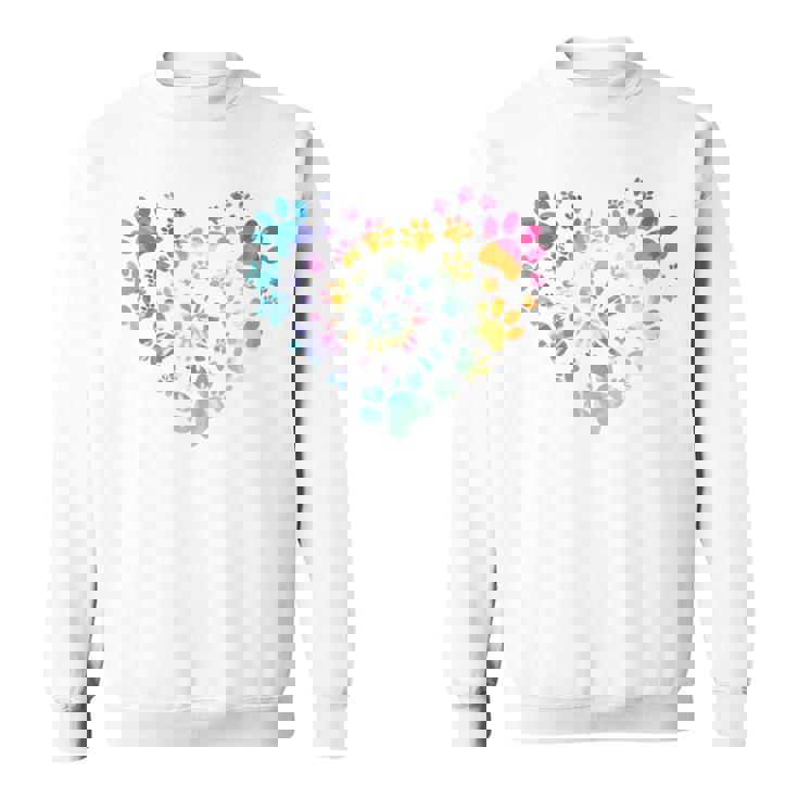 バックプリント 犬の足跡 犬 ペット 足跡 プリント 長袖tシャツ スウェットシャツ