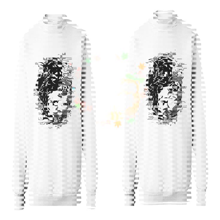 狸と狐 太極図 たぬき きつね スウェットシャツ