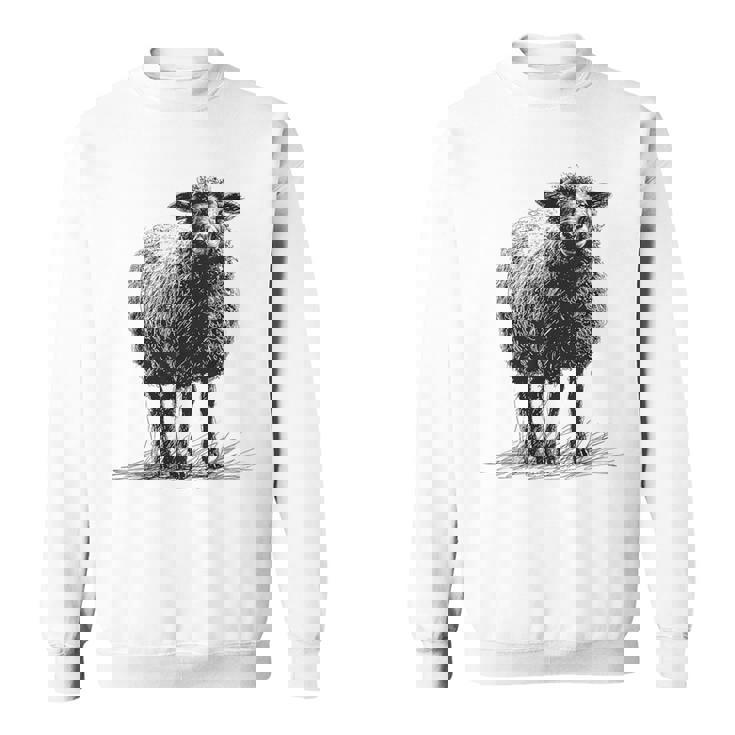 羊 アニマルプリント 動物園 ドローイング アート 絵画 羊 スウェットシャツ