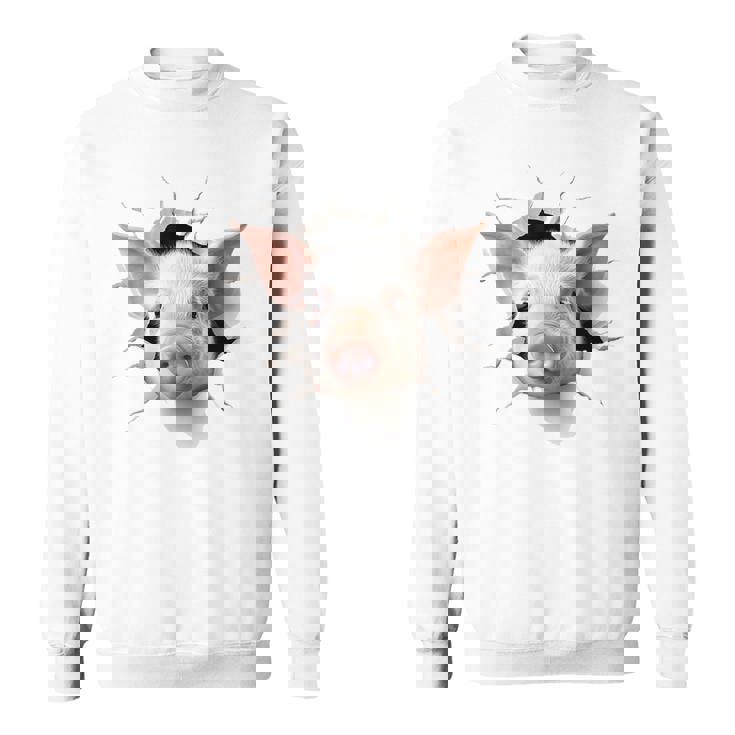 豚 アニマル柄 グラフィック 図面 イラスト 顔 豚 スウェットシャツ