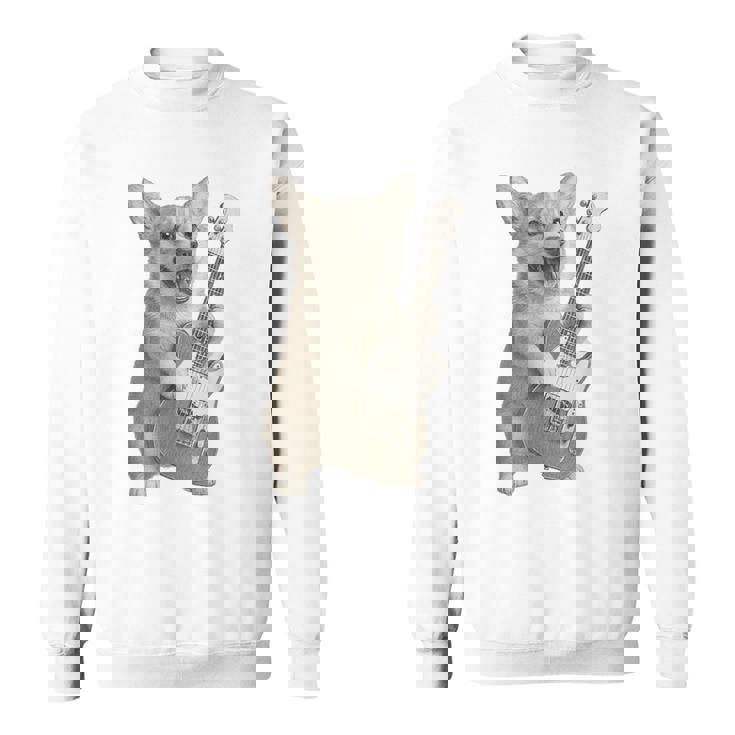 面白いtシャツ コーギー ギター イヌ メンズ 犬好き グッズ かわいい おもしろ 面白い 服 ネタ スウェットシャツ