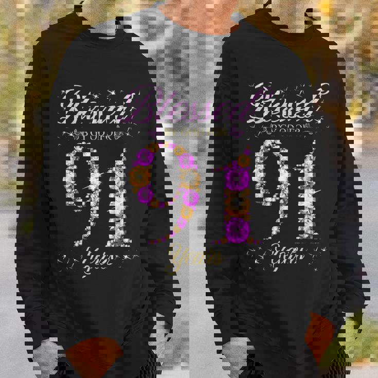 91歳の91歳の誕生日bデーパーティー 神に祝福されて スウェットシャツ 彼への贈り物