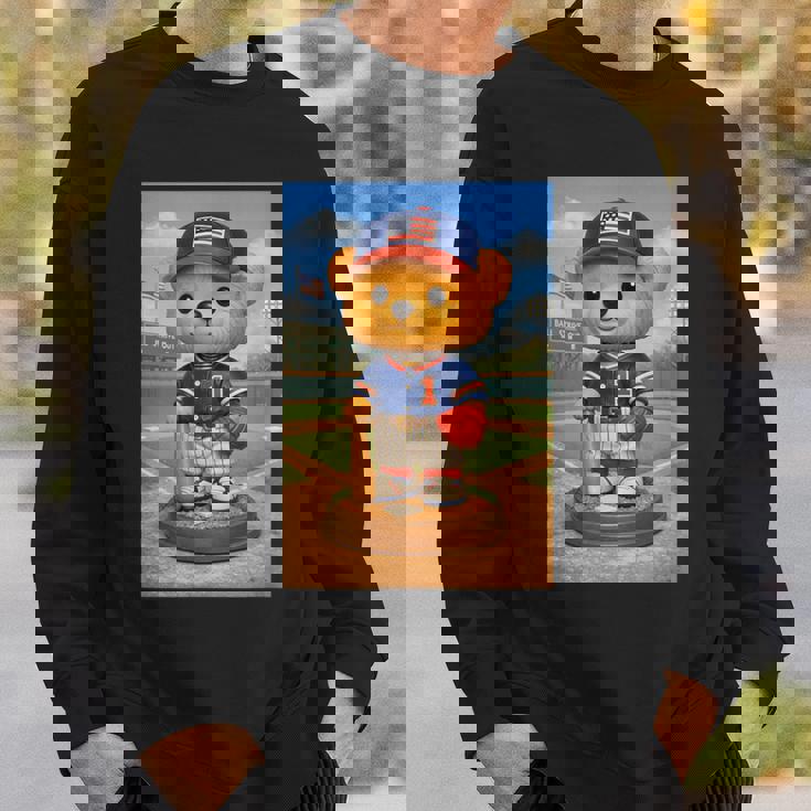 Cool Teddy Bear Baseball Player Illustration Graphic s スウェットシャツ 彼への贈り物