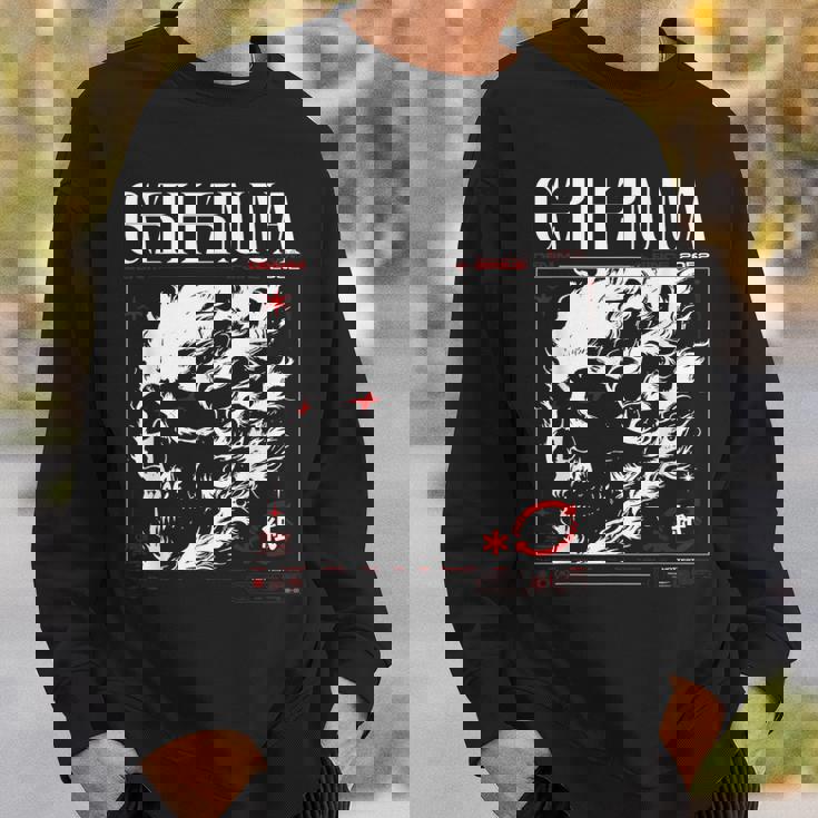 Dark Gothic Black And Red Skull Emo Y2k Grunge Streetwear Sweatshirt Gifts for Him