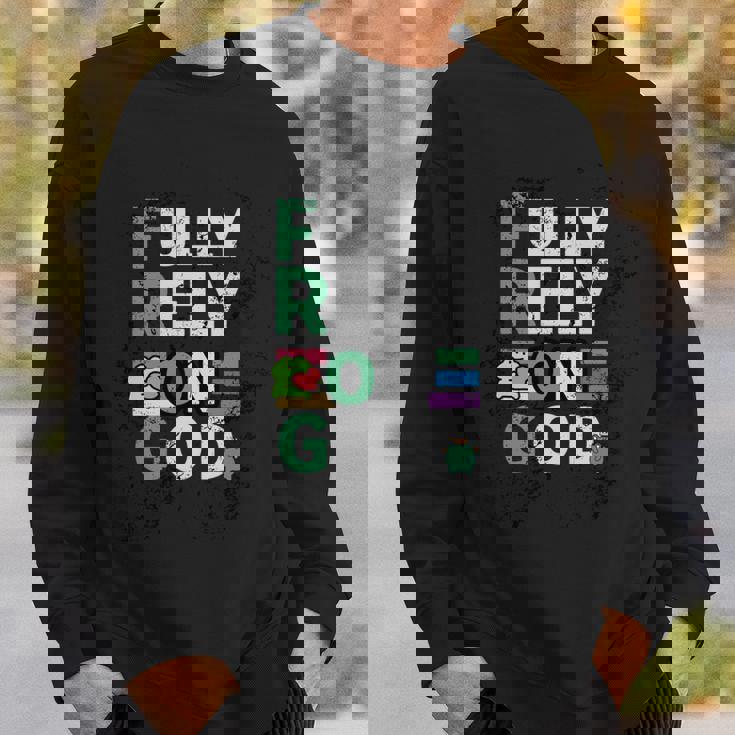 Frog Fully Rely On God 面白いレトロラブハートカエル愛好家 長袖tシャツ スウェットシャツ 彼への贈り物