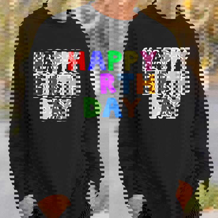 Happy Birthday（ハッピーバースデー）カラフルポップ【お誕生日 プリント】サプライズ 文字 イベントデザイン スウェットシャツ 彼への贈り物
