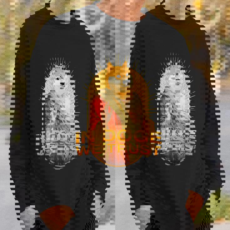 In Doge We Trust Doge Dogecoin 柴犬 スウェットシャツ 彼への贈り物