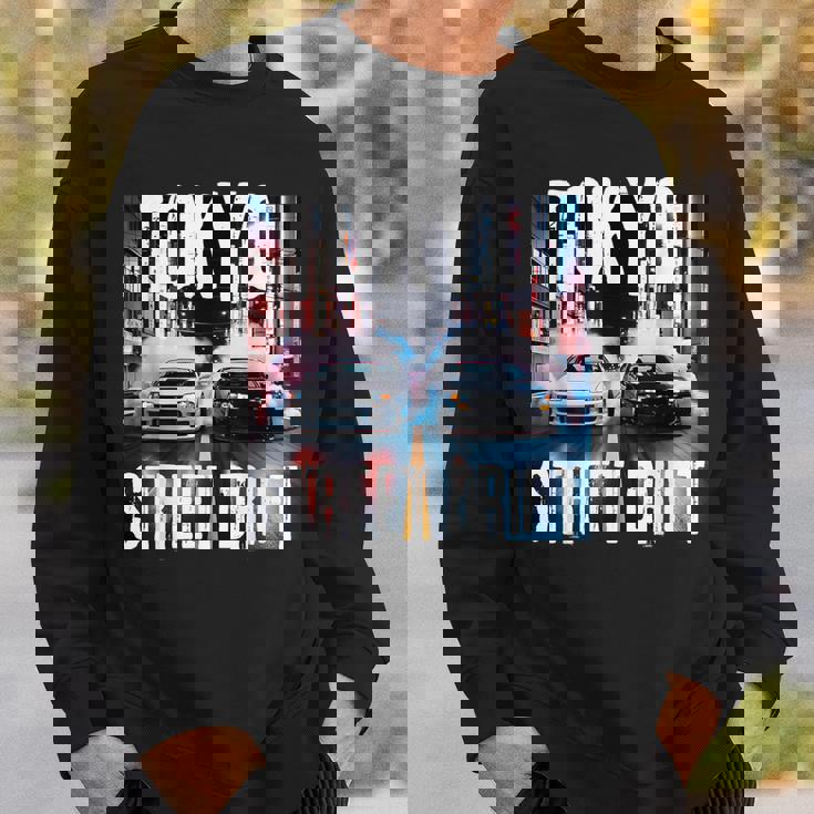 Jdm日本人ドリフトレースカー2台 東京ストリートドリフト夜 スウェットシャツ 彼への贈り物