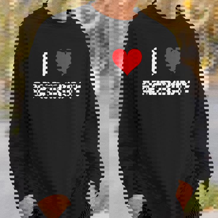 I Love Electricity ハート 電気技師ユーティリティ電気 スウェットシャツ 彼への贈り物