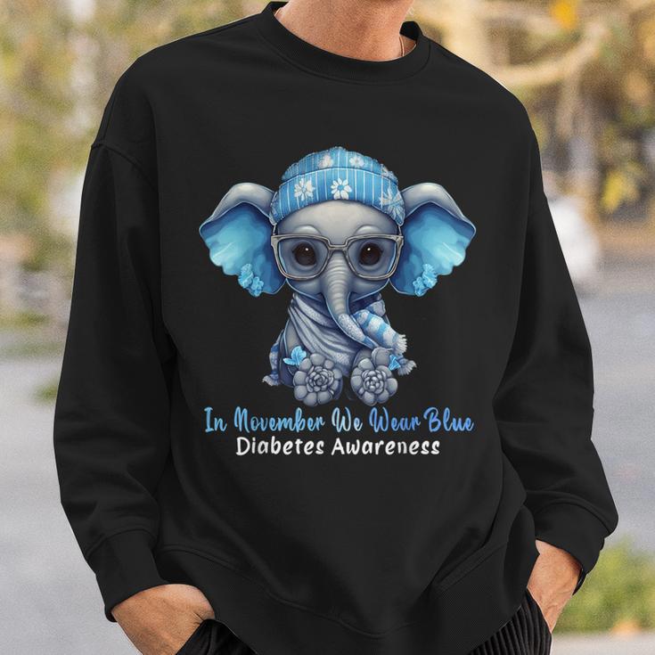 In November We Wear Blue Elephant Diabetes Awareness Sweatshirt Unisex Gifts for Him