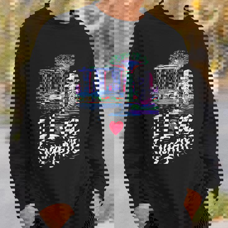 「I Loveingapore Citykyline」とマーライオンのデザイン。 スウェットシャツ 彼への贈り物