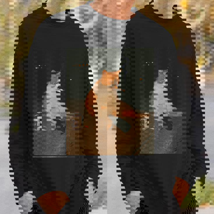 おもしろタバコ 子猫 喫煙 バカ ミーム ブレイン スウェットシャツ 彼への贈り物