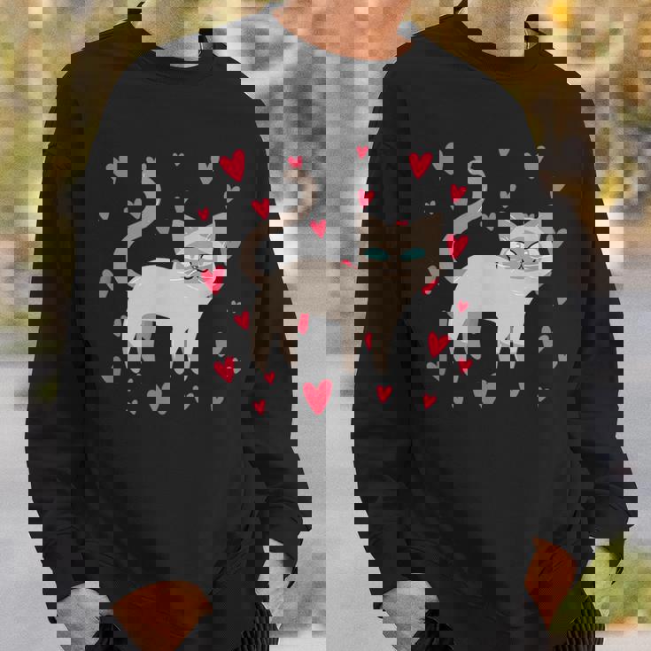 かわいいシャム猫プリント スウェットシャツ 彼への贈り物