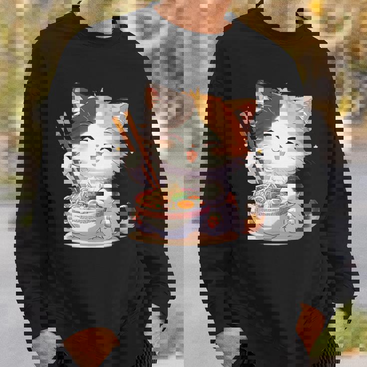 わがまま猫 ねこ ラーメン好き かわいい おもしろ マンガ 長袖tシャツ スウェットシャツ 彼への贈り物