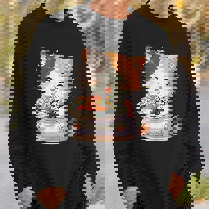 わがまま猫 寿司ねこ ラーメン好き かわいい おもしろ マンガ スウェットシャツ 彼への贈り物