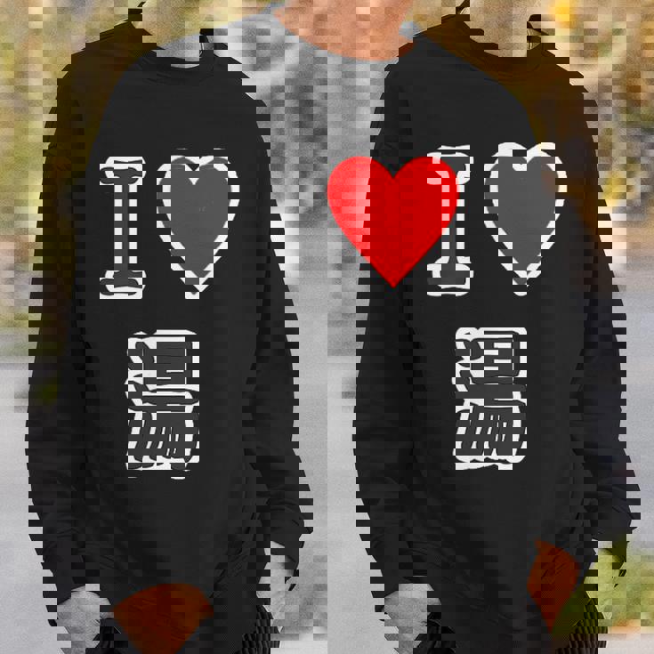 アイラブ・湯【変なデザイン屋さん】温泉 お風呂 銭湯 お土産 旅行 ハート スタッフ メッセージ・面白い デザイン スウェットシャツ 彼への贈り物