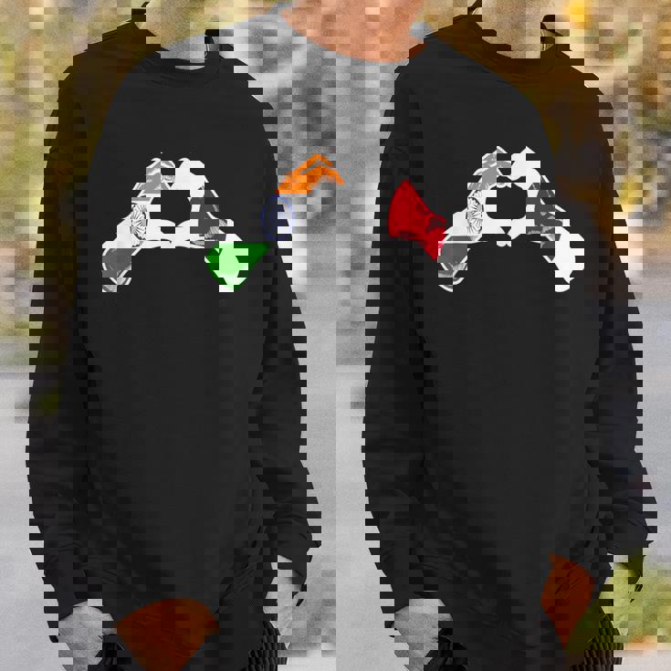 インド日本国旗 インド日本ハート スウェットシャツ 彼への贈り物