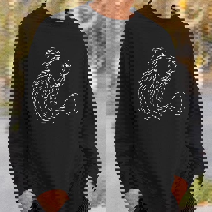 エレガントなラインアート 金魚 ミニマリスト 魚の描画 長袖tシャツ スウェットシャツ 彼への贈り物