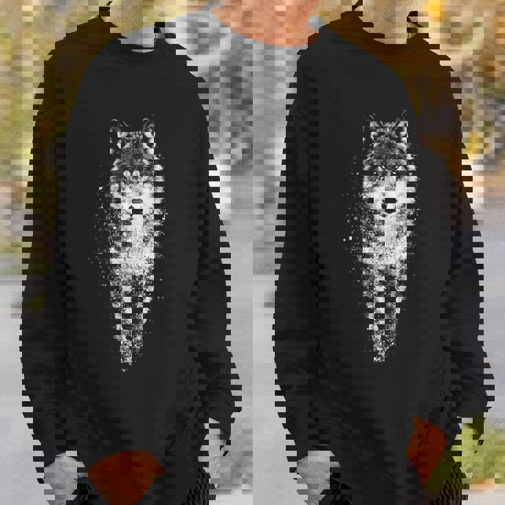 オオカミ 動物 モチーフ イラスト オオカミ 長袖tシャツ スウェットシャツ 彼への贈り物