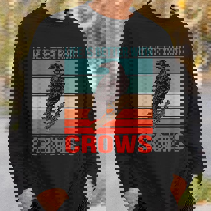 カラス ライフ・イズ・ベター バード鳥類学 カラス スウェットシャツ 彼への贈り物