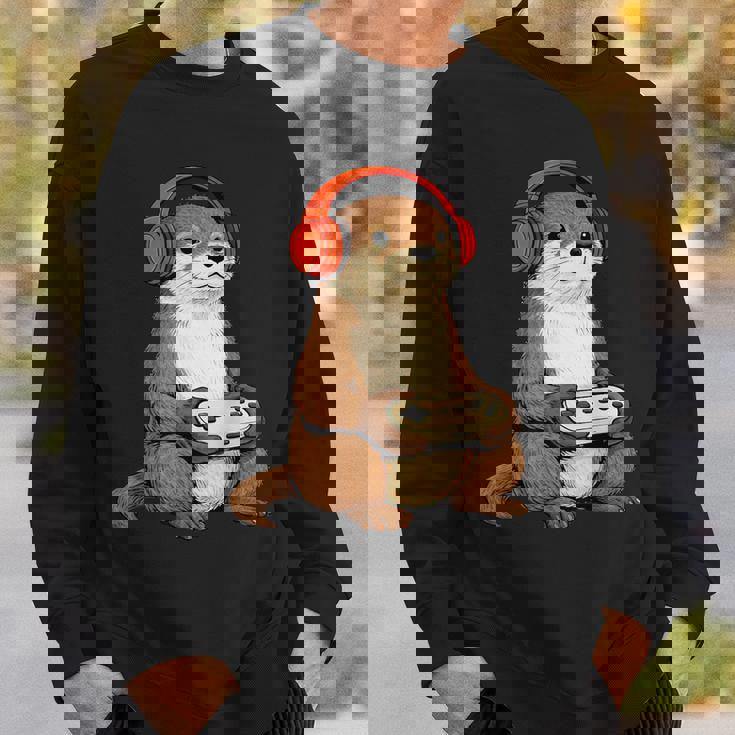 カワイイ カワウソ ゲーム アニメ レトロ 日本の芸術作品 ゲーマー 面白い スウェットシャツ 彼への贈り物