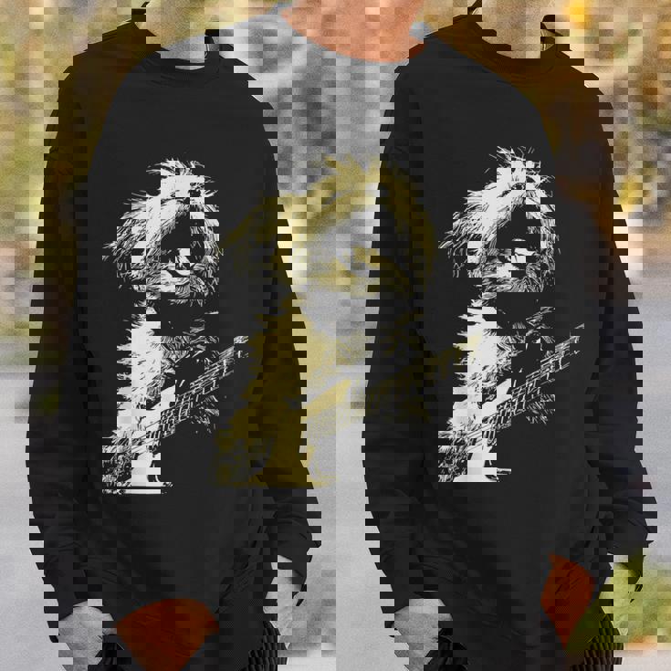 ギターロッカー ギタリスト 動物 パンク グランジ犬とマルチーズ スウェットシャツ 彼への贈り物