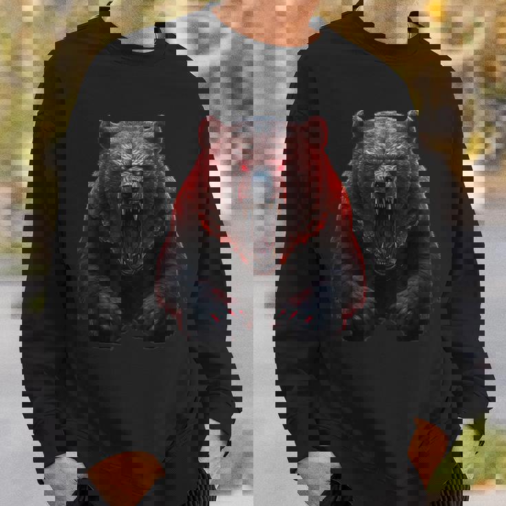 クマ、怒ったグリズリーベア、危険なホラーベア スウェットシャツ 彼への贈り物