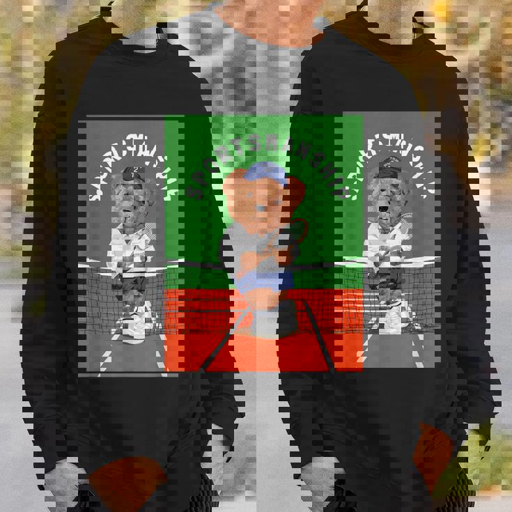 クールなテディベア テニス イラスト グラフィックデザイン スウェットシャツ 彼への贈り物