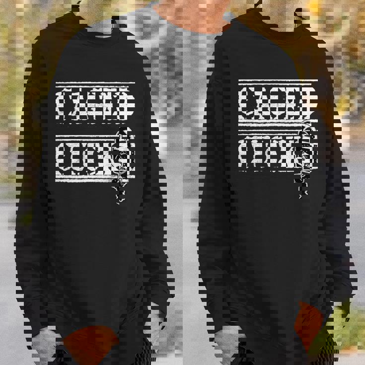 ケージドされた従順なコック、フェムドム カッコド 男性 貞操プレイ 長袖tシャツ スウェットシャツ 彼への贈り物