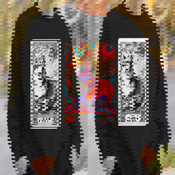 コーギー 面白いtシャツ 犬 タロット カード かわいい メンズ 子供 おもしろ 服 グッズ ネタ わんこ スウェットシャツ 彼への贈り物