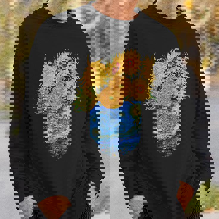 ゴッホ ひまわり&星月夜ポケット 美的アート スウェットシャツ 彼への贈り物