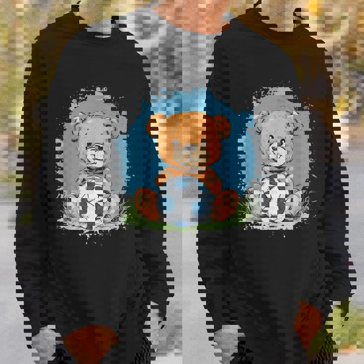 サッカーボール付きのかわいいテディベア スウェットシャツ 彼への贈り物