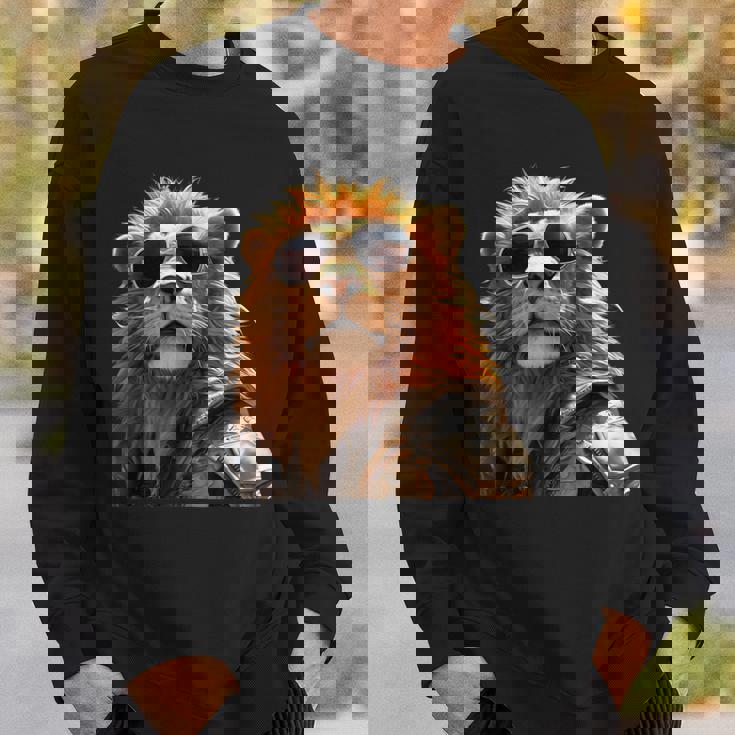 サングラスをかけたライオン 動物大好きライオン かわいいライオン スウェットシャツ 彼への贈り物