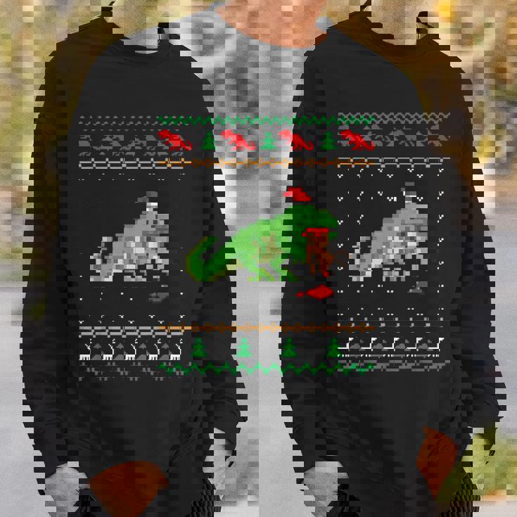 サンタ T-Rex 食べるトナカイ恐竜 アグリークリスマスセーター スウェットシャツ 彼への贈り物