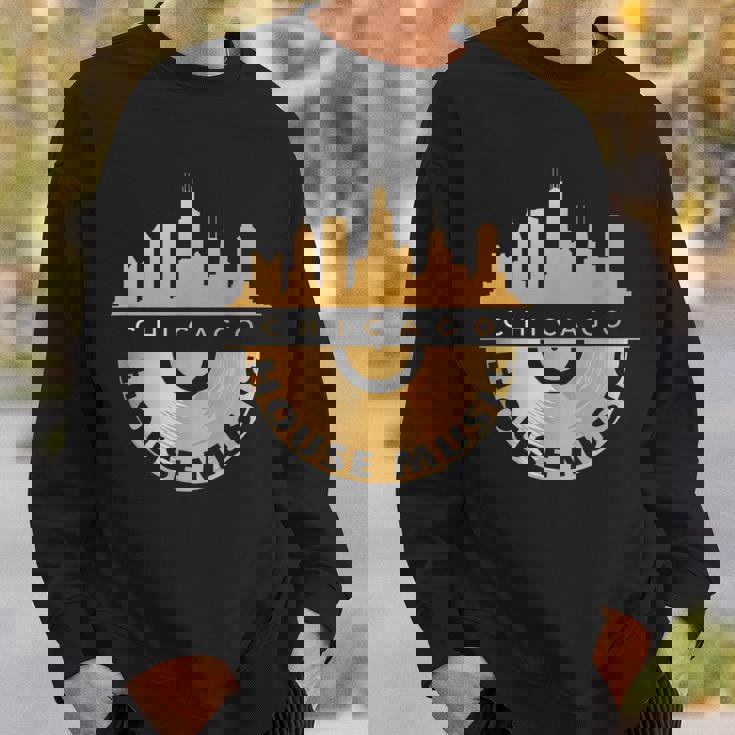 シカゴハウスミュージックシティスケープビニールレコードレイブテクノ Edm スウェットシャツ 彼への贈り物