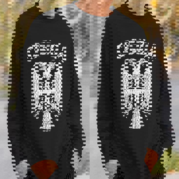 セルビア セルビア セルビア語 紋章 イーグル クロス 旗 キリル文字 スウェットシャツ 彼への贈り物