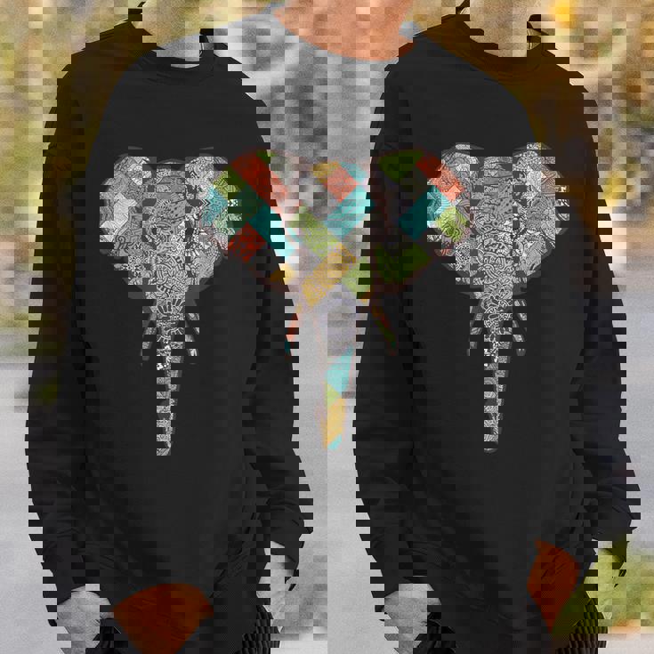 ゾウ I ワイルドライフ I カラフルなゾウ スウェットシャツ 彼への贈り物