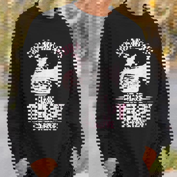 チューバ 水彩 チューバと猫 スウェットシャツ 彼への贈り物