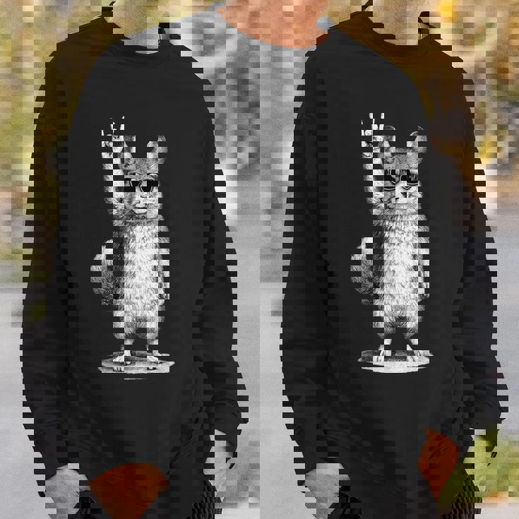 チンチラ ロックミュージック レトロ ヴィンテージ ペット愛好家 スウェットシャツ 彼への贈り物