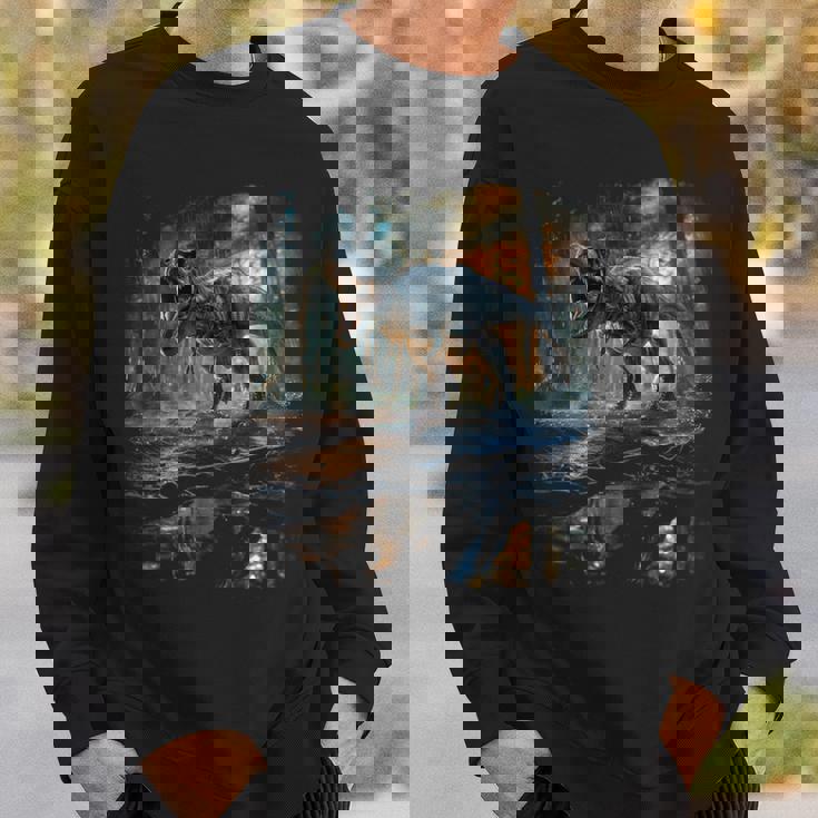 ティレックス 夜に吠える恐竜 リアルなグラフィックデザイン 長袖tシャツ スウェットシャツ 彼への贈り物