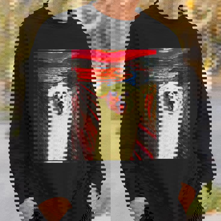 トイプードル 面白いtシャツ 犬 ムンクの叫び かわいい メンズ 子供 おもしろ 服 グッズ ネタ わんこ スウェットシャツ 彼への贈り物