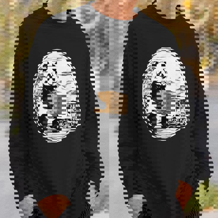 トラック運転手 パンダ 運送業 水墨画 和風 おもしろ 動物 スウェットシャツ 彼への贈り物