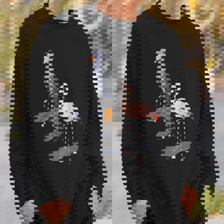 ハシビロコウ フラミンゴ スケートボード 鳥 動物 図 バードウォッチング 贈り物 鳥類学者 生物学者 自然科学 スウェットシャツ 彼への贈り物