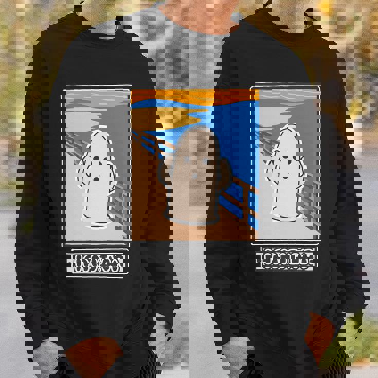 ハニワくん の ムンクの叫び 埴輪【ゆるフレンズ】名画 パロディ 歴史土器 キャラクター かわいい イラスト 面白い 長袖tシャツ スウェットシャツ 彼への贈り物