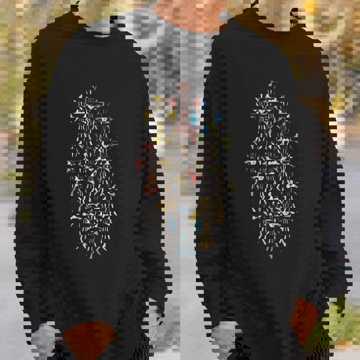 ハート ダイヤ クロス カラフル バリエーション 長袖tシャツ スウェットシャツ 彼への贈り物