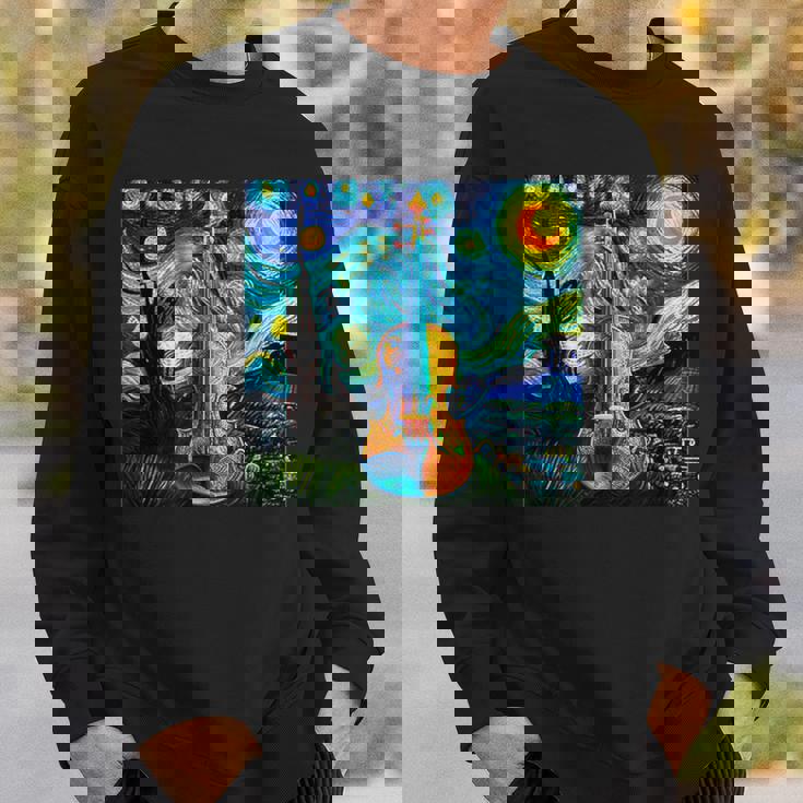 バイオリン 楽器 面白いtシャツ ゴッホ 星月夜 かわいい メンズ 子供 おもしろ 服 グッズ ネタ 音楽 スウェットシャツ 彼への贈り物